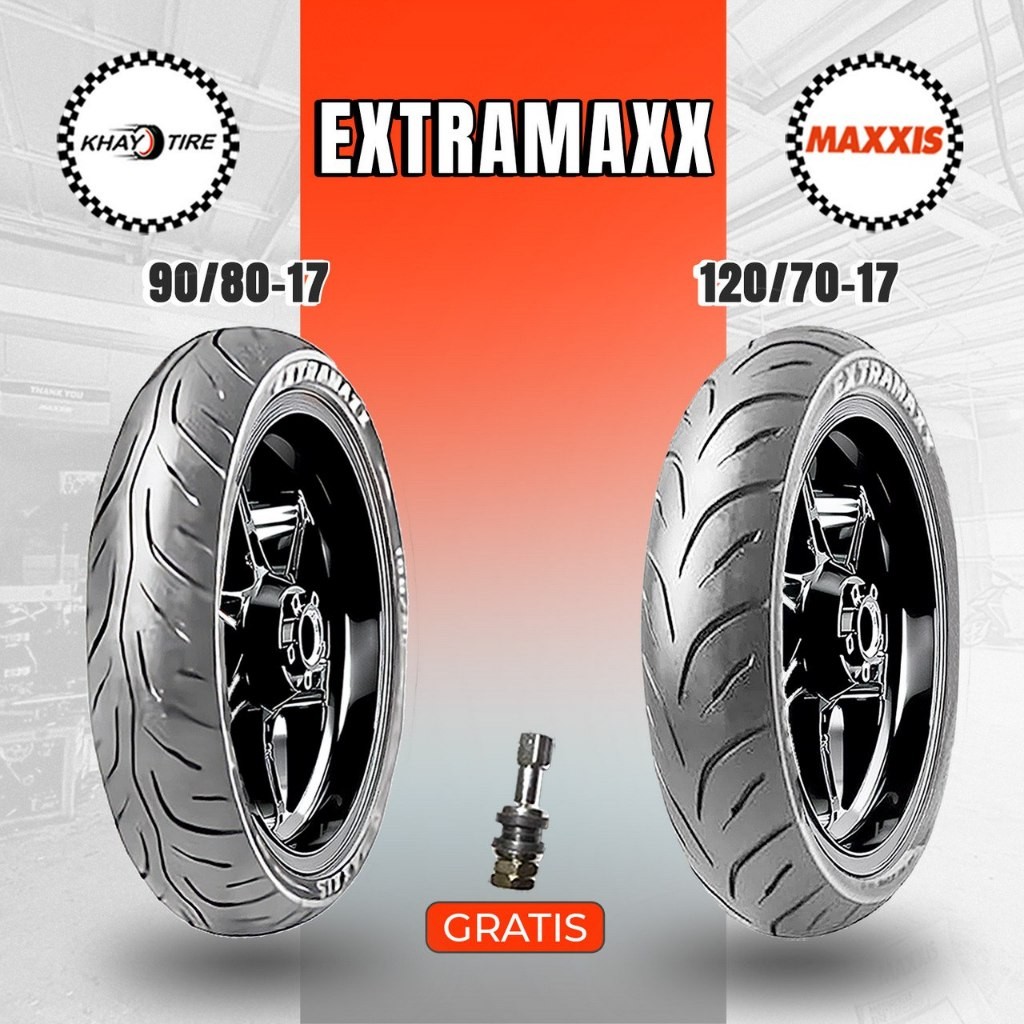 Paket Ban Motor SPORT - SUPRA GTR - SUPERMOTO MAXXIS EXTRAMAXX 90/80-17 + 120/70-17 Tubeless