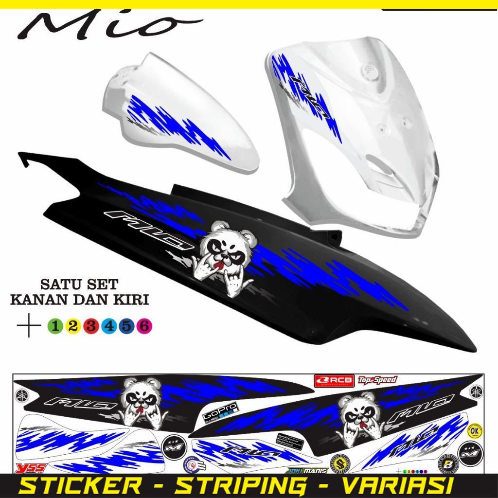 Stiker mio polet panda variasi striping mio old VARIASI MOTOR