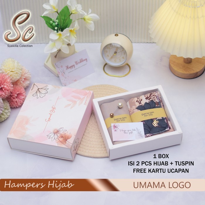 

[Best Seller] Hampers Hijab Umama Motif | Kado Gift Box Ulang tahun,wedding , guru - Navy, KADO GURU
