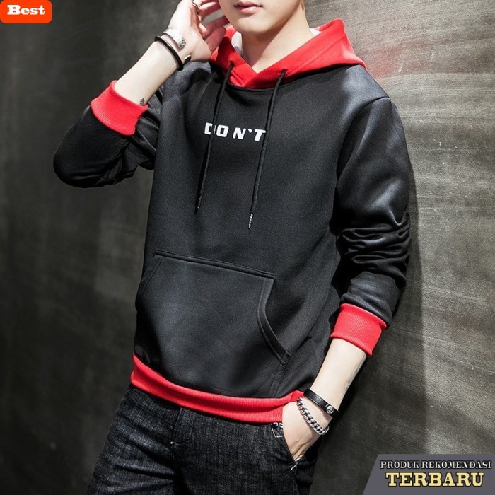 hoodie pria keren JAKET PRIA KEREN STYLE KOREA FASHION HOODIE PREMIUM MURAH BERKUALITAS - Hitam, L