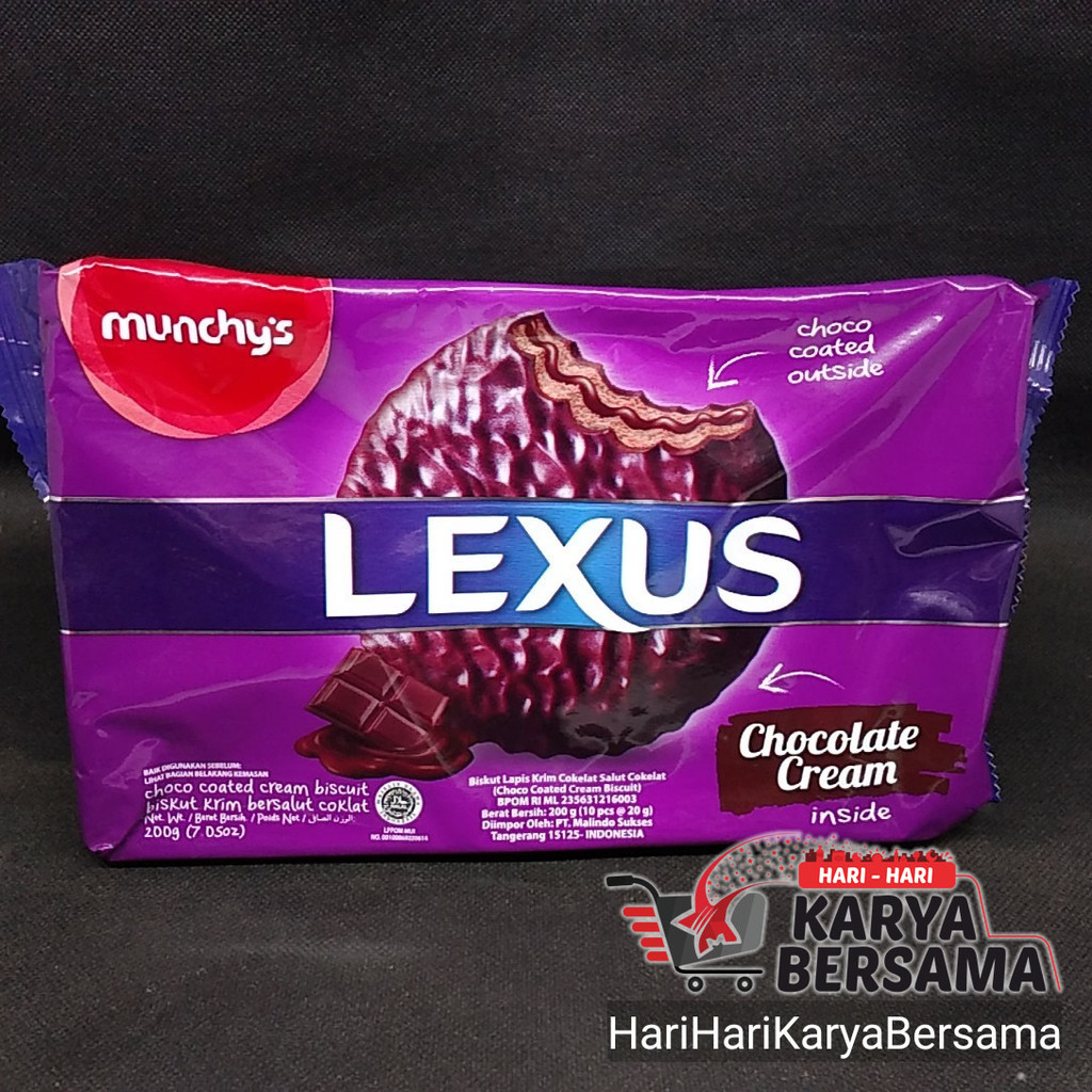 

MAKANAN RINGAN MUNCHY'S LEXUS CHOCOLATE CREAM BISKUIT 200GR