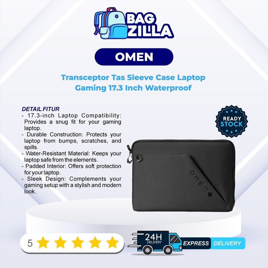 HP OMEN Transceptor Tas Sleeve Case Laptop Gaming 17.3 Inch Waterproof
