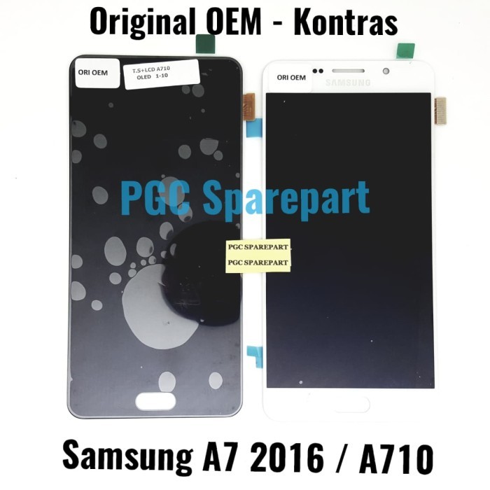 LCD Touchscreen Fset Original OEM Kontras Samsung Galaxy A710 A7 2016 - Putih