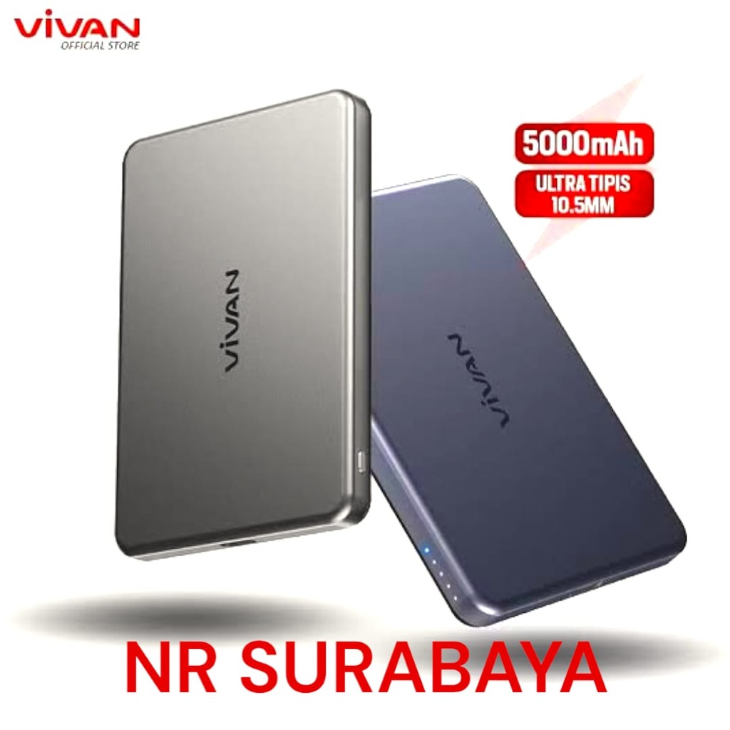 [NR] VIVAN Ultra Thin Powerbank VPB-W05 Wireless Powerbank 5000mAh Magnetik 15W PD 20W