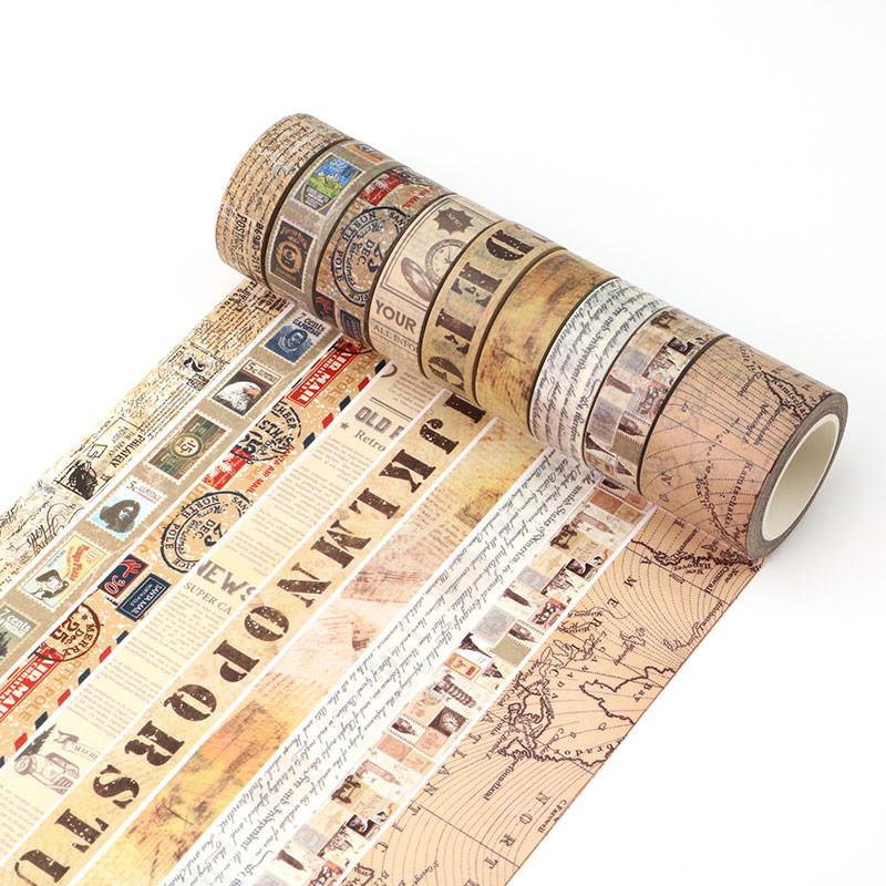 Vintage letter Stamp map Masking Washi Tape Retro Old paper Decorative Adhesive Tape Diy Scrapbookin