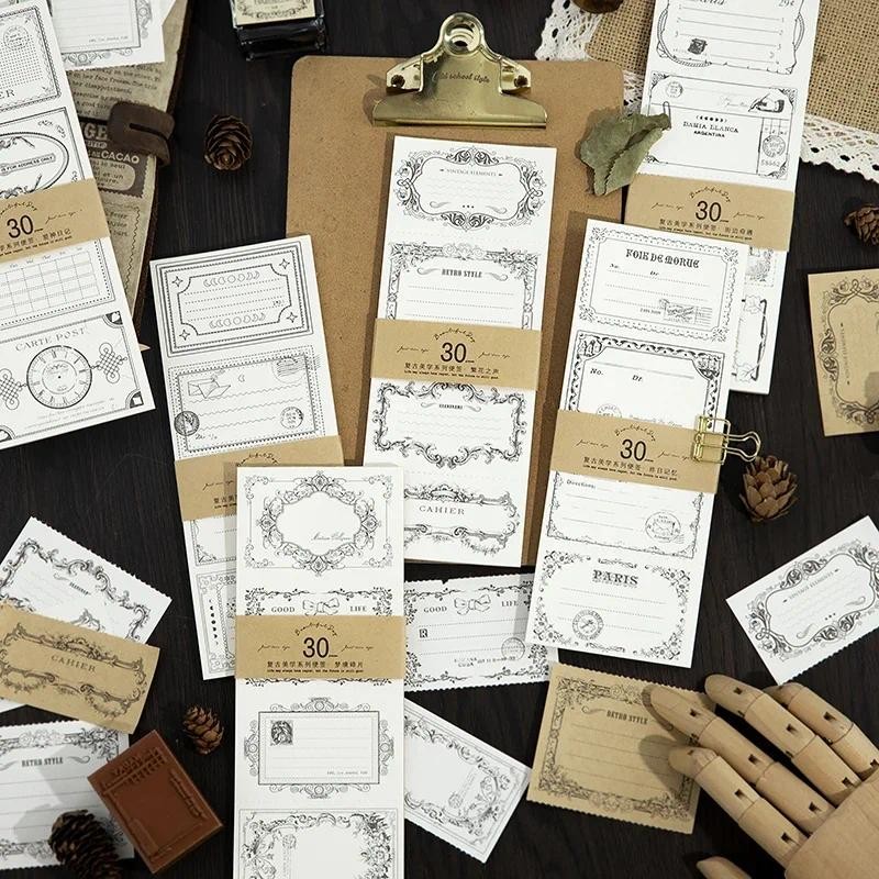 

30Pieces Memo Sticky Notes paper Cowhide nostalgic literary handbook decorative handwriting Sound Border material 190*73MM