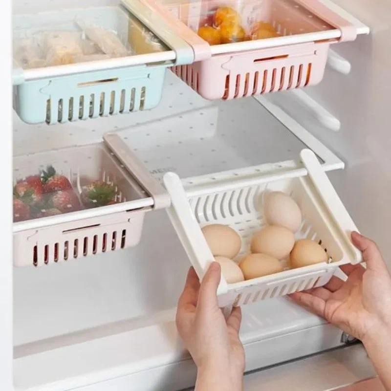 

1PC Retractable Refrigerator Storage Basket Fresh-keeping Egg Storage Box Refrigerator Storage Box Refrigerator Shelf