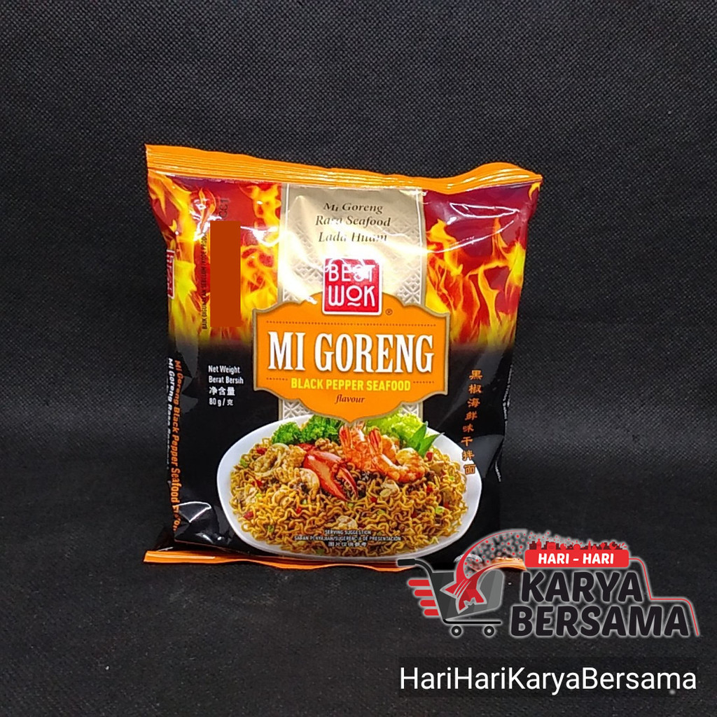 

MIE INSTAN BEST WOK MIE GORENG BLACK PEPPER SEAFOOD 80GR