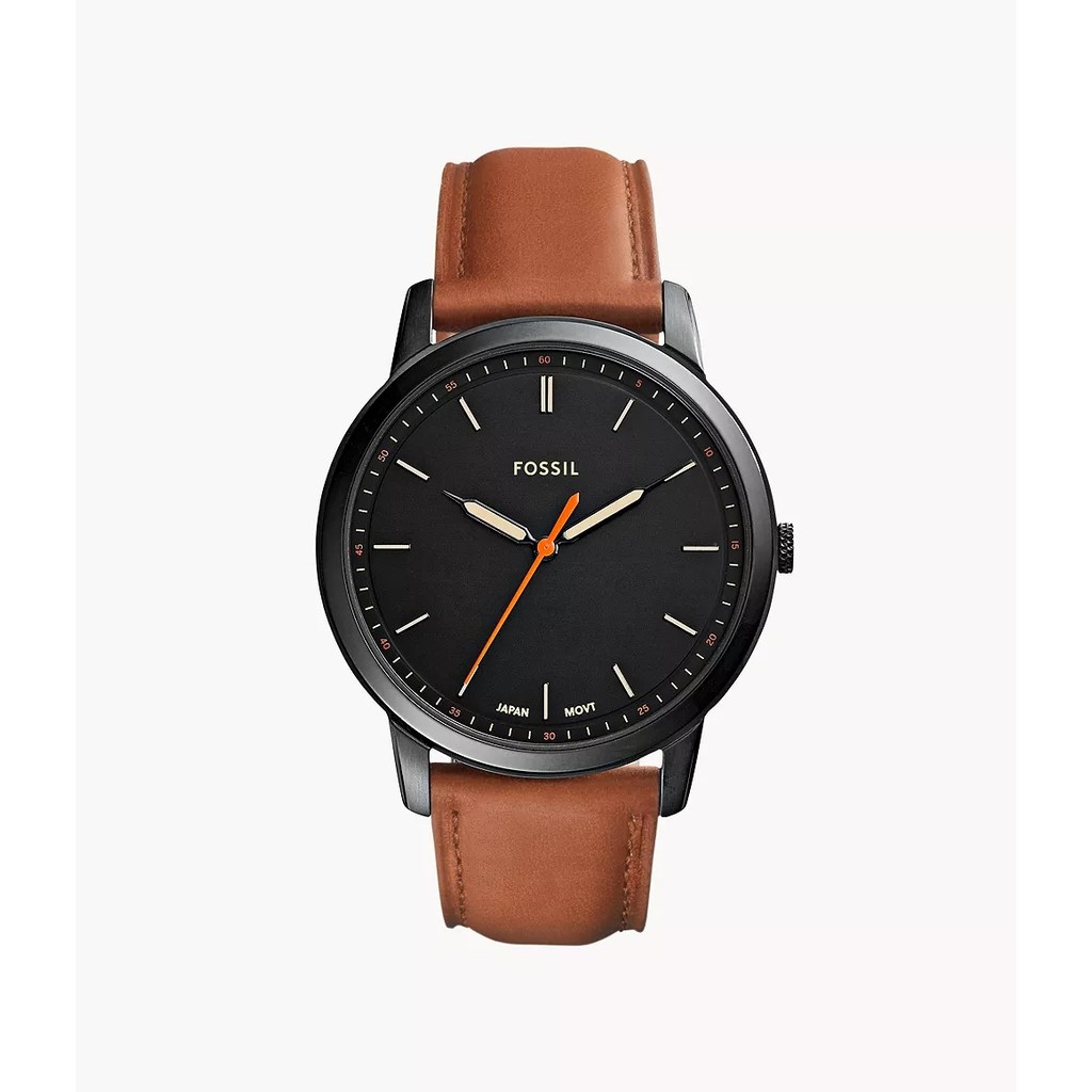 Fossil The Minimalist Slim Light Brown Leather Jam Tangan Pria 44MM FS5305