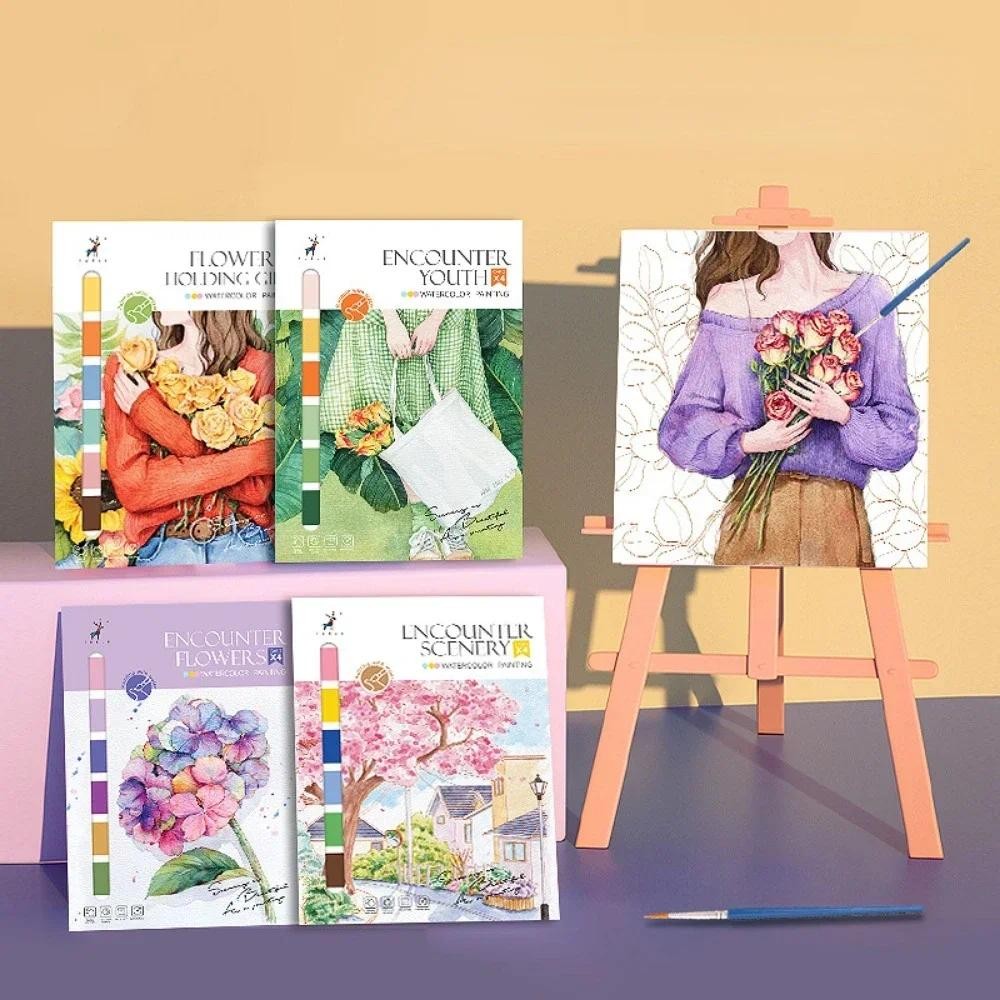 

Portable Kids Watercolor Painting Book Gouache Graffiti Coloring Books Drawing Paper Educational Toys for Children Xmas Gifts