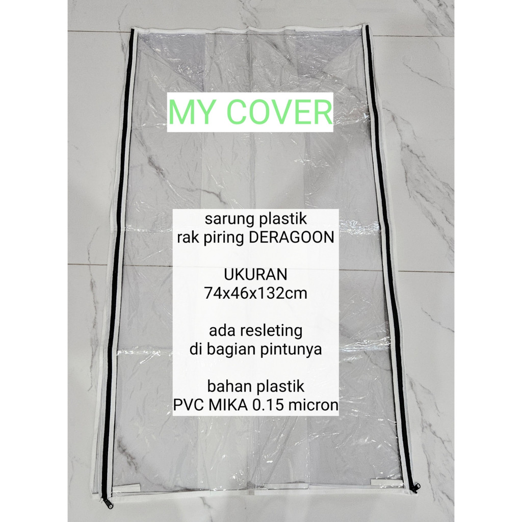 LETERSHOP sarung rak piring dragoon ukuran 74x46x132cm sarung rak piring anti debu bahan plastik pak