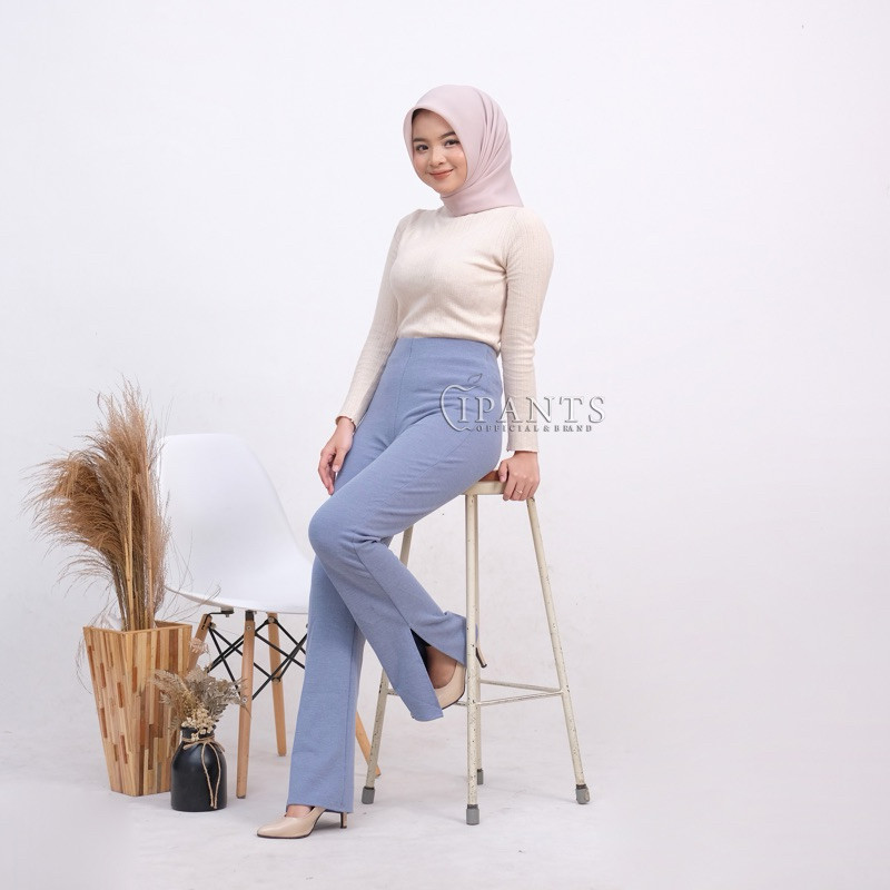 IPANTS - Celana Cutbray Knit Wanita - Celana Knit Cutbray Premium Wanita - Long Cullote Pants Highwa
