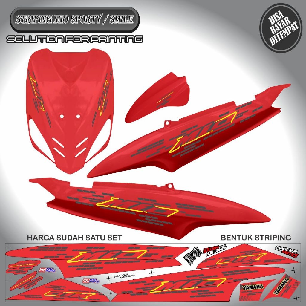 STRIPING STICKER VARIASI 33 GARIS MERAH YAMAHA MIO SMILE / MIO SPORTY