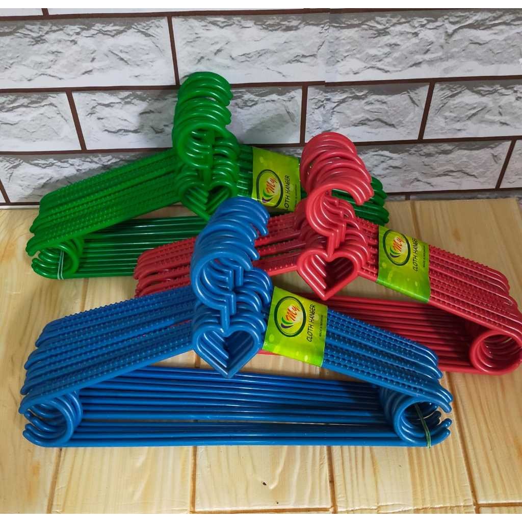 [FLASH SALE] Hanger MY Warna / Hanger Plastik Tebal / Hanger Tebal / Gantungan Baju Isi 12 Pcs NM04
