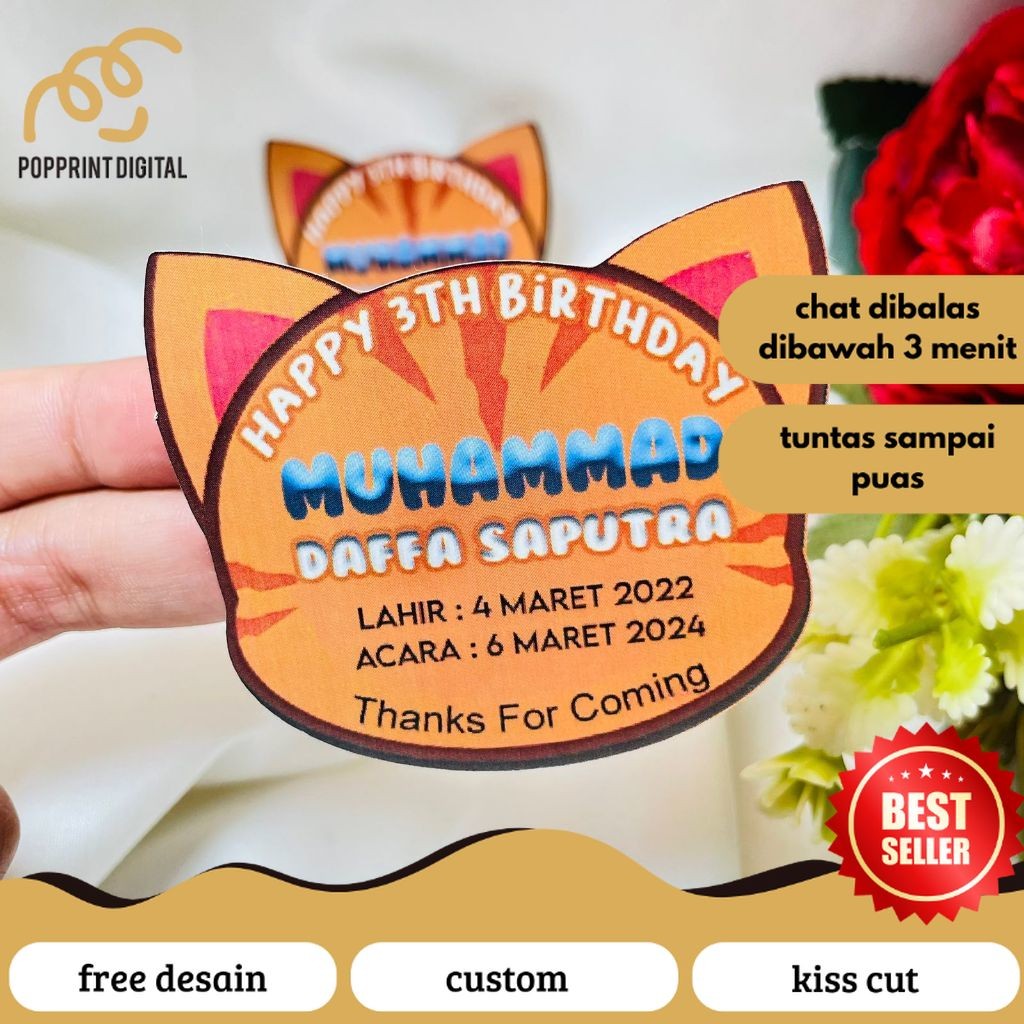 

PopPrints Print Sticker Karakter Ulang Tahun Anak Stiker Label Hampers Ultah Free Design Birthday