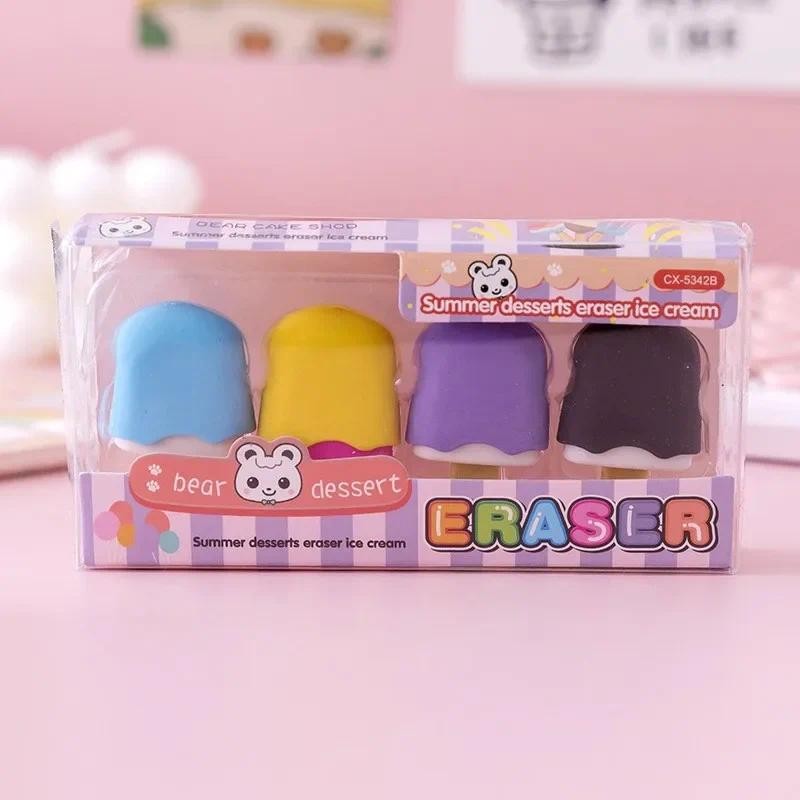 

4Pcs/pack Cone ice cream food cute children cute stationery Pencil Dessert burger cute 11.5*5.5cm Eraser Rubber