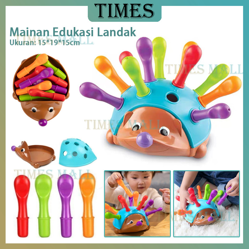 Mainan Edukasi Landak/Belajar Konsentrasi Warna Anak/Latihan Sensori/Pengurutan Warna