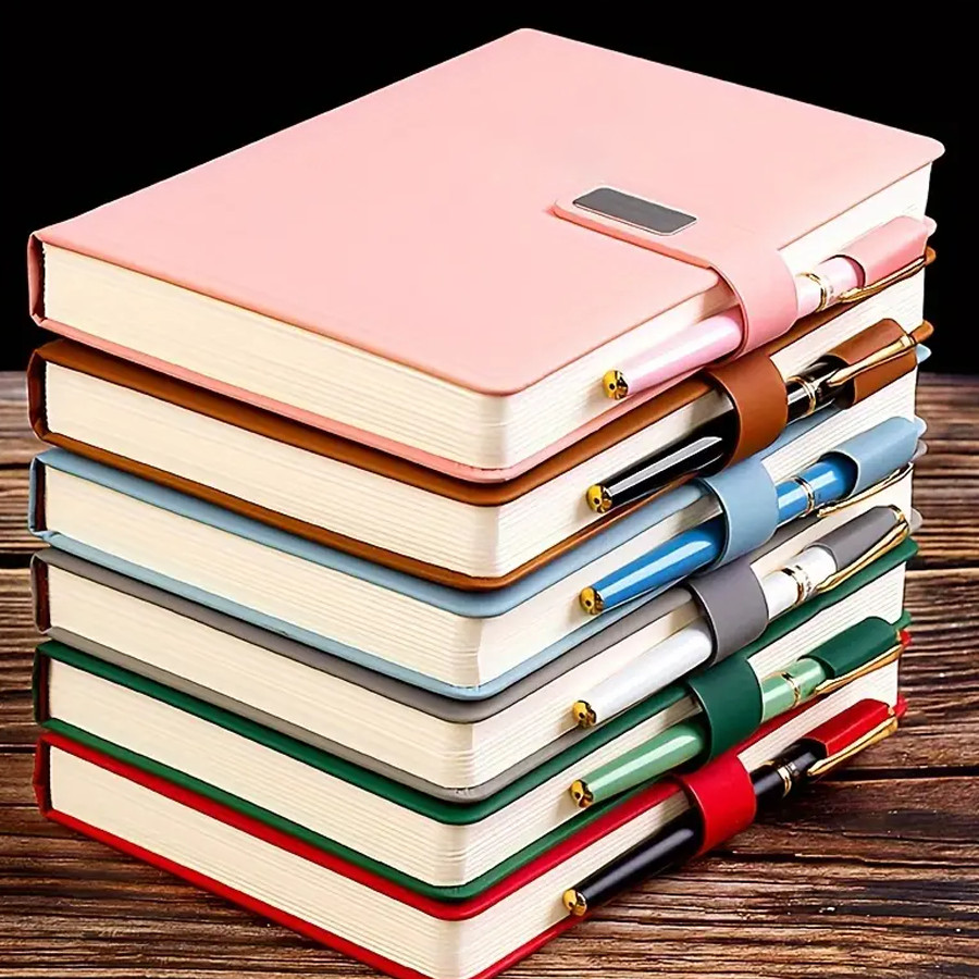 

Vintage A5 Leather Notebook with Leather Notebook Cover, Personalized Soft Cover and Bookmark, Perfect for Business, Meeting