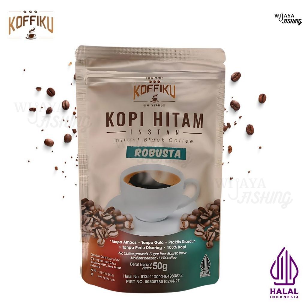

WF Kopi Instan KOFFIKU Instan Black Coffee - Robusta - Hazelnut latte - Kopi Susu 50gr 15gr Wijaya Fishing