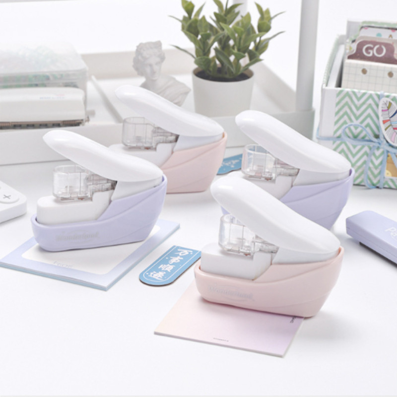

Small Stapleless Stapler Office Desk Stapler Compact Portable Children Friendly 4 Sheets Capacity for School Office Home