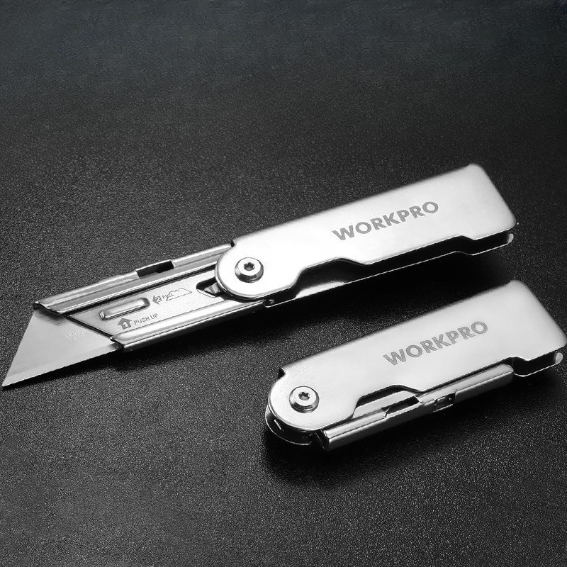

Utility Knife, Heavy Duty Folding Box Cutter, Pocket Carpet Cutter Knife with 10 Extra SK5 Stainless Steel Blades, Pocket Knife