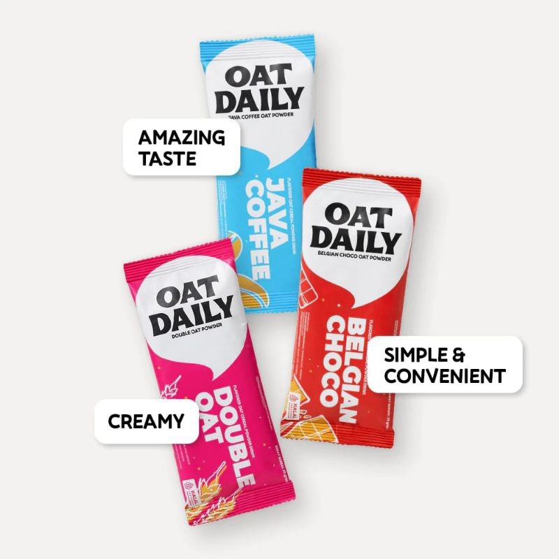 

Oat Daily Flavored Oat Powder 3 varian rasa java coffee, belgian choco, double oat