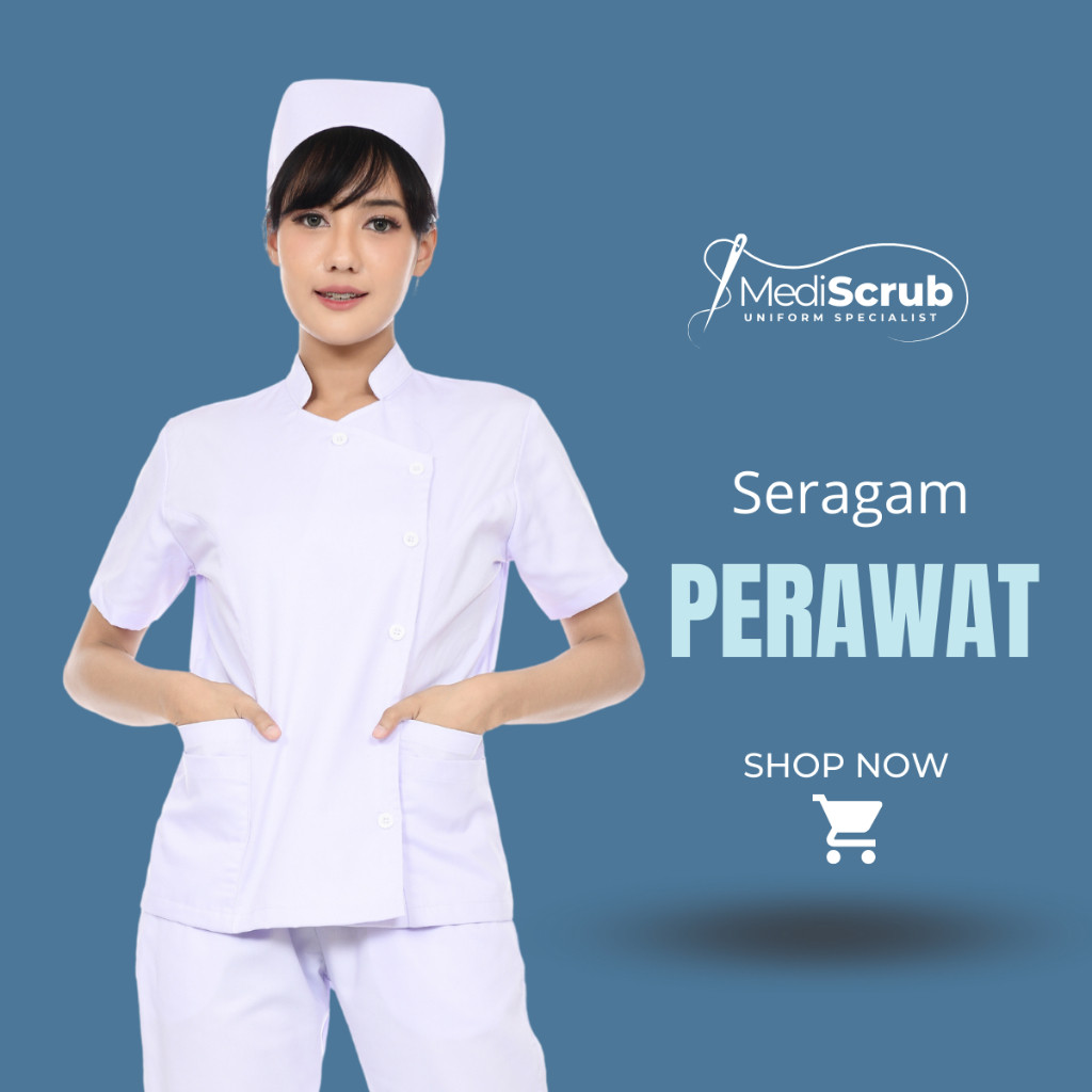 Promo MEDISCRUB - SCRUBS KERAH SHANGHAI  - Baju Jaga OK Dokter Perawat Medical Uniform