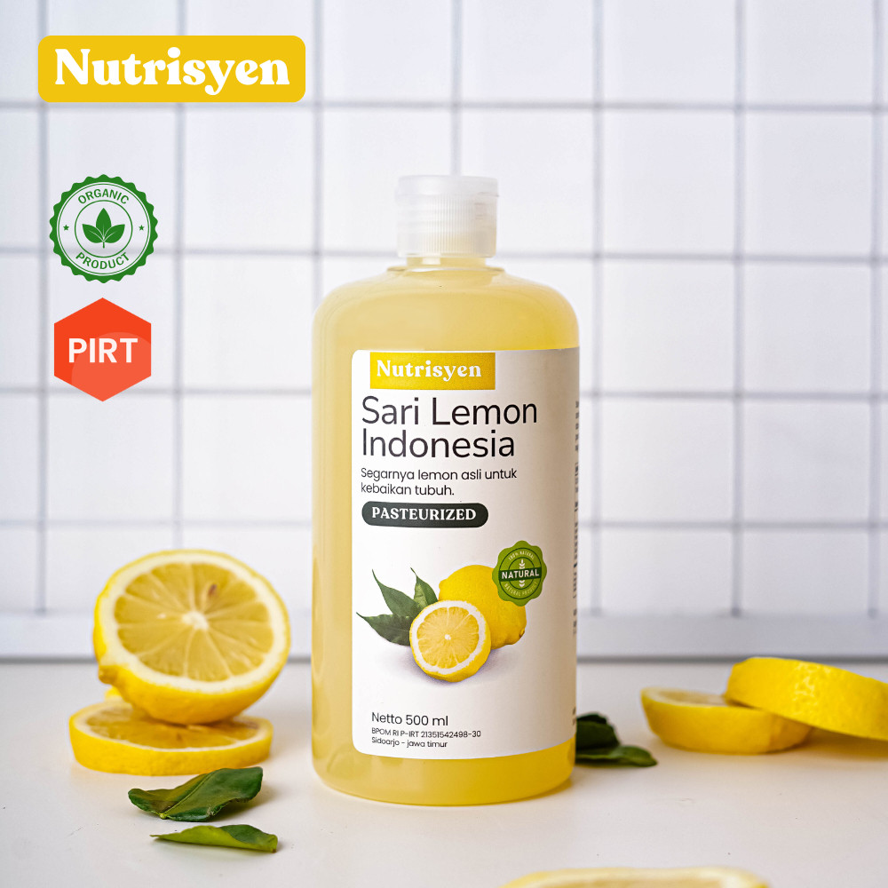 

Nutrisyen - Sari Lemon 500 ml Pure Lemon Fresh Cuka Lemon Vinegar dengan Endapan Probiotik Lemon Cider Vinegar with Mother Fermentation Alami untuk Diet Detox dan Pelangsing