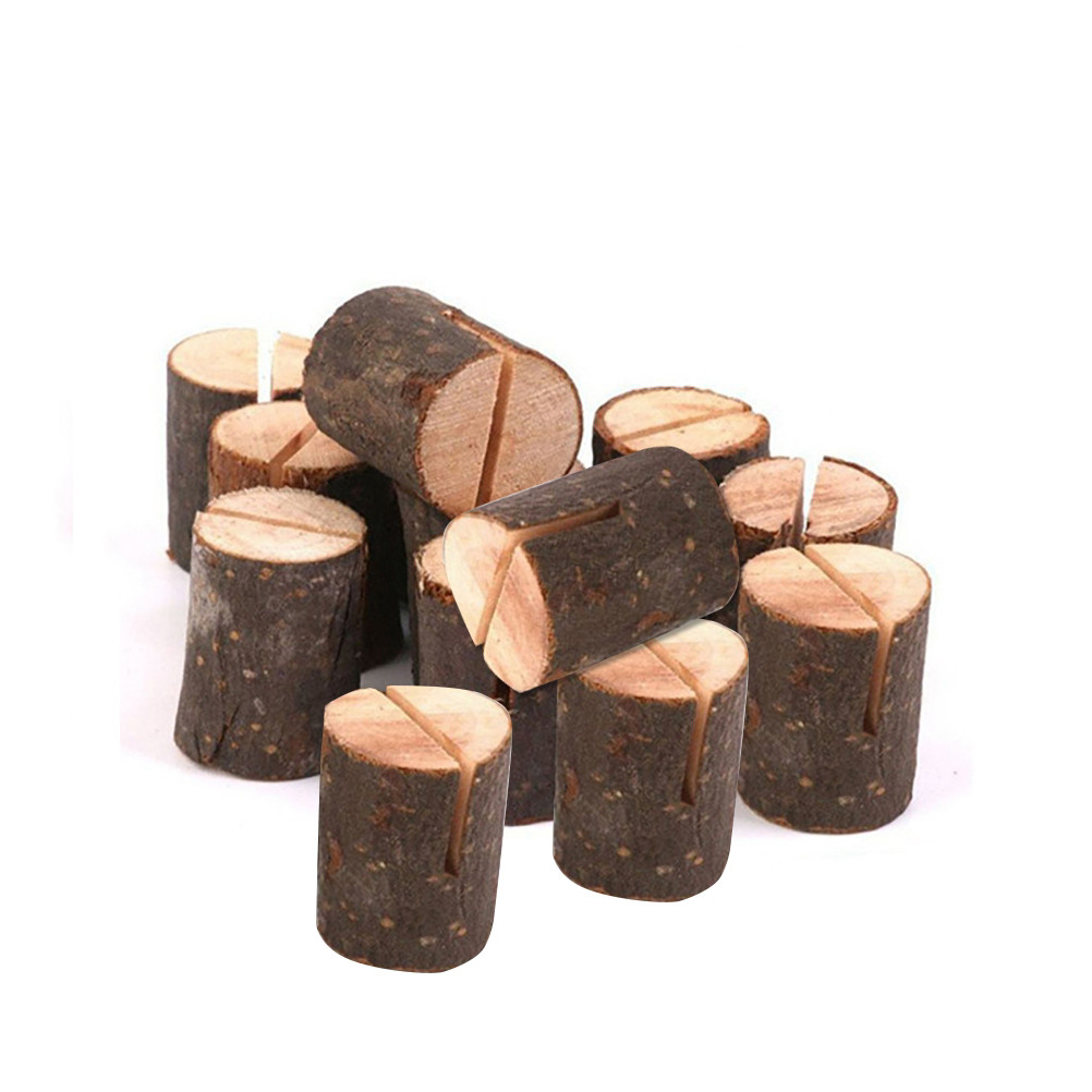 

12 Pcs Number Clip Wood Clamp Memo Stand Business Card Holder Note Holders Wooden Baby Table Numbers Real Bark