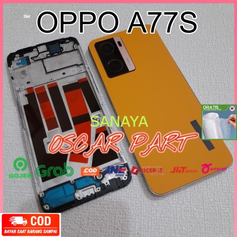Ready Housing Fullset Back Casing Kesing Oppo A77S 2022 | Frame LCD + Bazel + Backdoor + Ring Kamera
