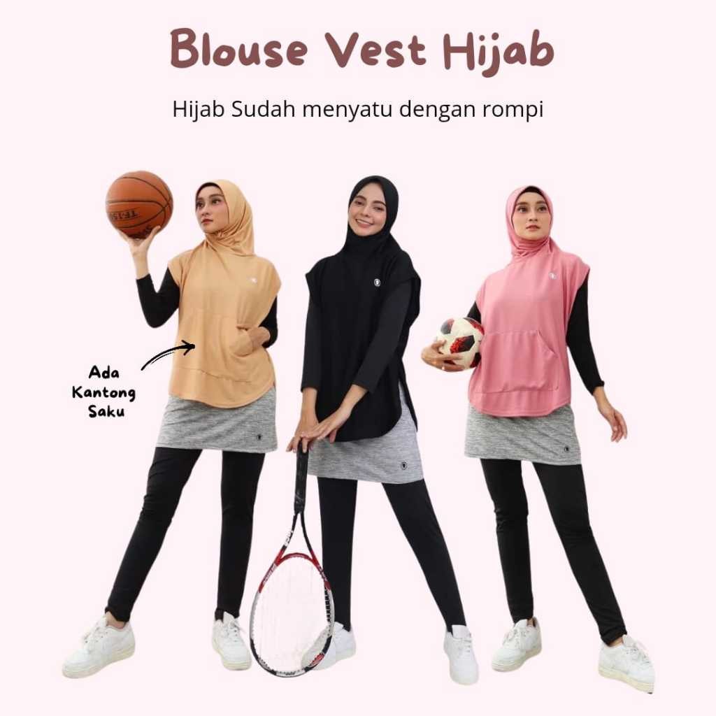 Pakaian Olahraga Murah terbaru Blouse Vest Rompi Hijab Sport untuk Olahraga Bersepeda Fitness Gym Se