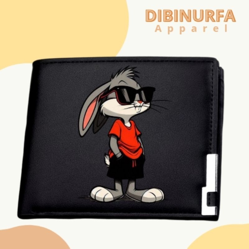Dompet lipat/Dompet Pria Anak Kulit Sintetis Garfield Lipat Polos Slot Kartu Custom Nama