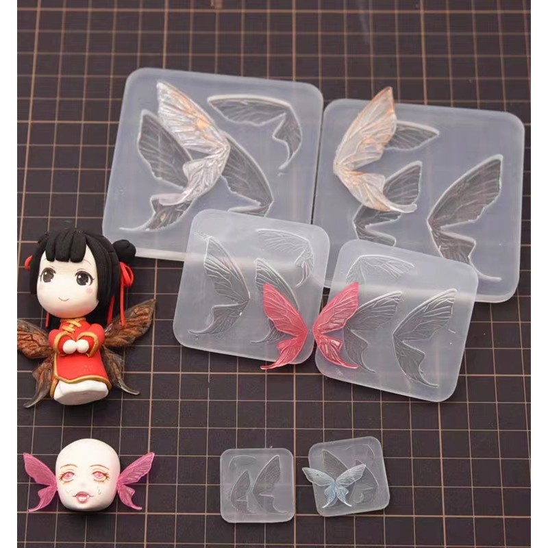 

2pcs set Pottery Ceramic Clay Doll Butterfly Ear Silicone Mold Angle Wings UV Resin Glue DIY Mold tools