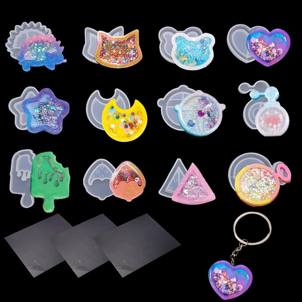 

Hot Shaker Silicone Molds Epoxy Resin Bear Star Popsicle Shaker mold Key Chain Charms Shiny Mold Y Jewelry Craft Tool