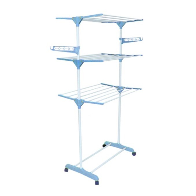 Jemuran Baju Lipat Plastik SELMA Jemuran Pakaian Portable W/ Roda