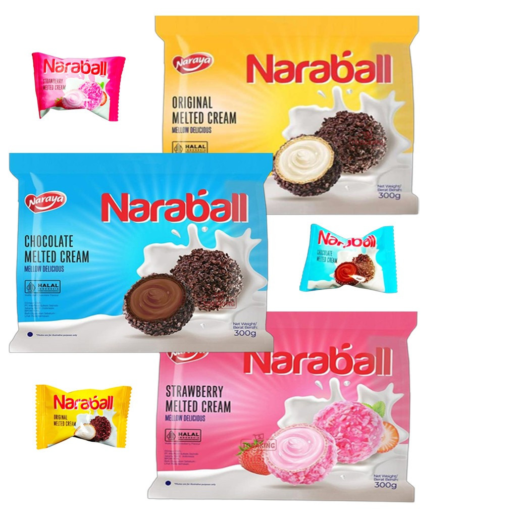 

✨ TOMOTOSTORE ✨ NARAYA Naraball 300 gr Wafer Ball Melted Creme Chocolate | Original | Strawberry