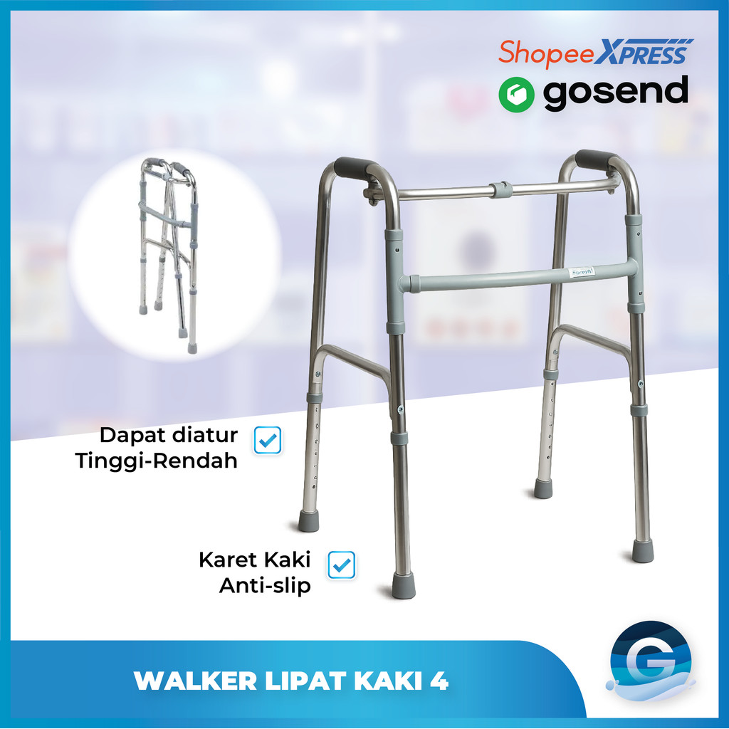 Walker Lansia Alat Bantu Jalan tongkat kaki 4 walker