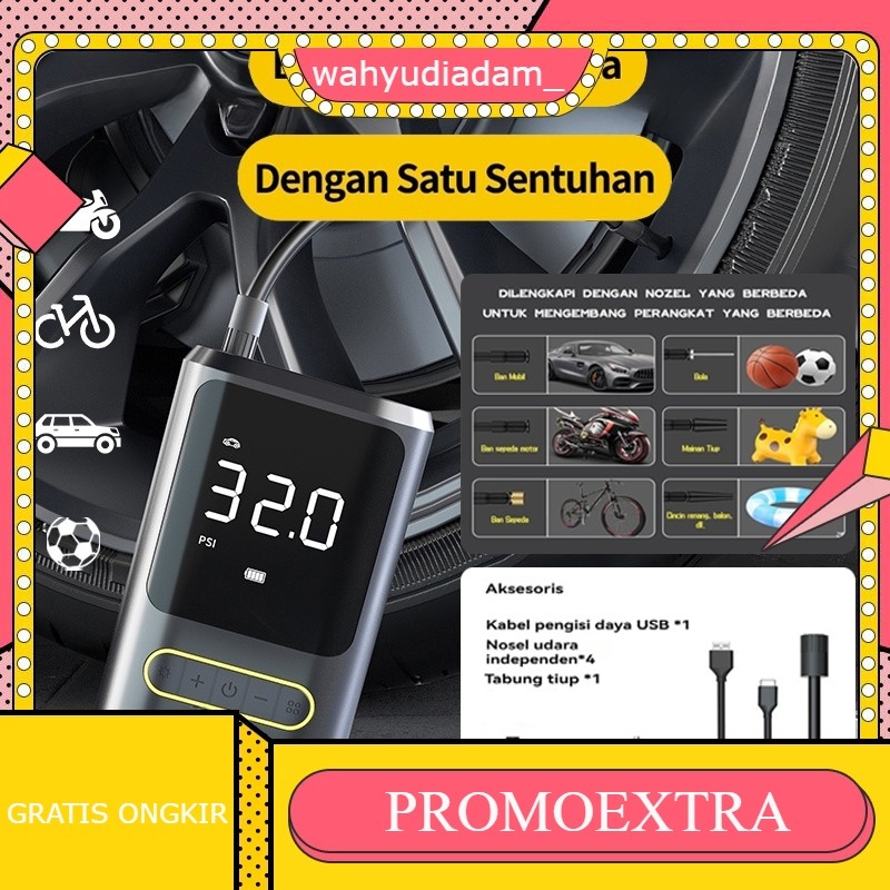 Pompa Car Air Pump Tire Portable Pompa Ban Mobil dan Motor Mini Pompa Angin Elektrik  Pompa Sepeda S