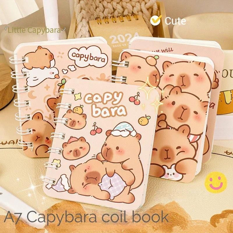 

Kawaii Capybara A7 Coil Notebook 80 Page Horizontal Line Paper Mini Journal Book Diary For School Office Supplies Stationery