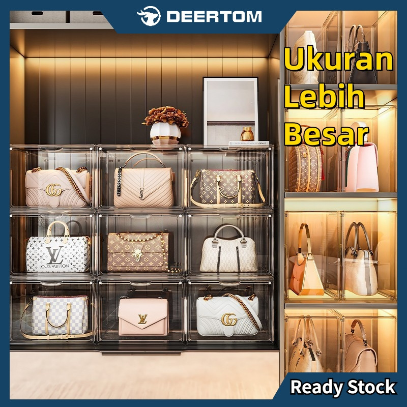 New Product Discounts Akrilik Bag Acrylic Transparent Storage XL Besar Display Box Kotak Sepatu Kayu