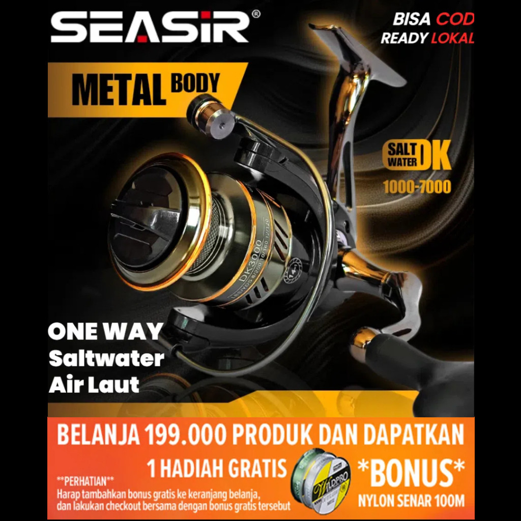 [OFFICIAL] SEASIR DK 1000-7000 Reel Pancing One Way Gulungan Pancing, 14 + 1BB 5.2:1 Rasio Gigi Tari