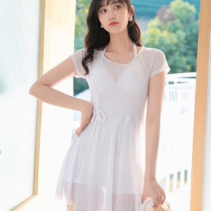 Baju Renang Remaja Perempuan Terusan Transparan Swimsuit Pantai Wanita Sexy One Piece Korea Premium 