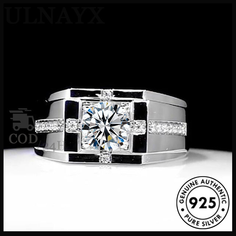 Cincin Berlian Bisnis Emas Putih 18K Untuk Pria 1 Karat Zirkon