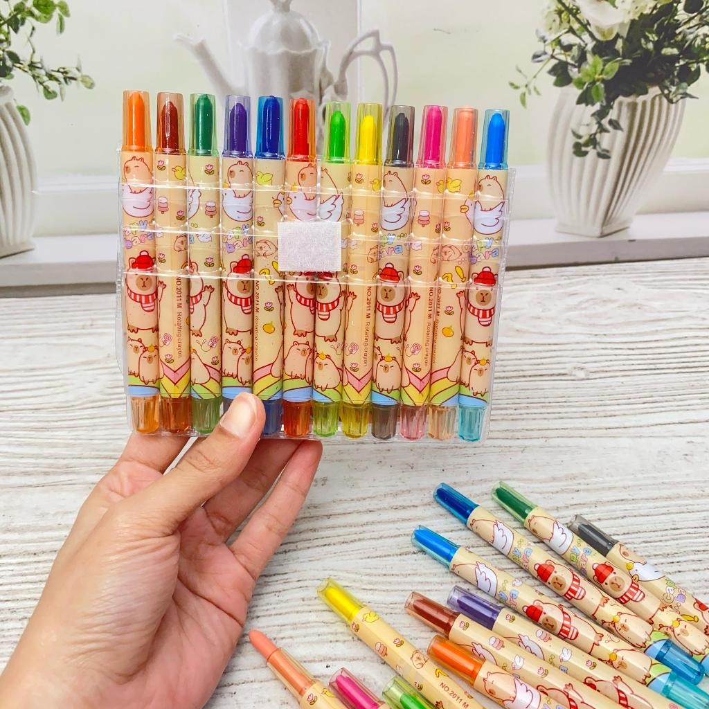 

Crayon Putar Terbaru KRAYON TWIST MINI CAOYBARA ISI 12 PCS MN-1768 Perlengkapan Mewarnai Pensil Warna Warni Bisa COD