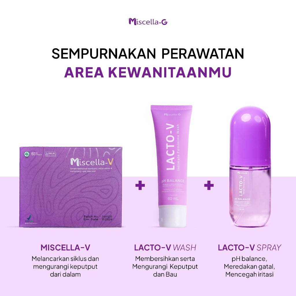 (Paket 3)Miscella-G Bundle Miscella-V + Lacto-V Spray + Lacto -V Wash