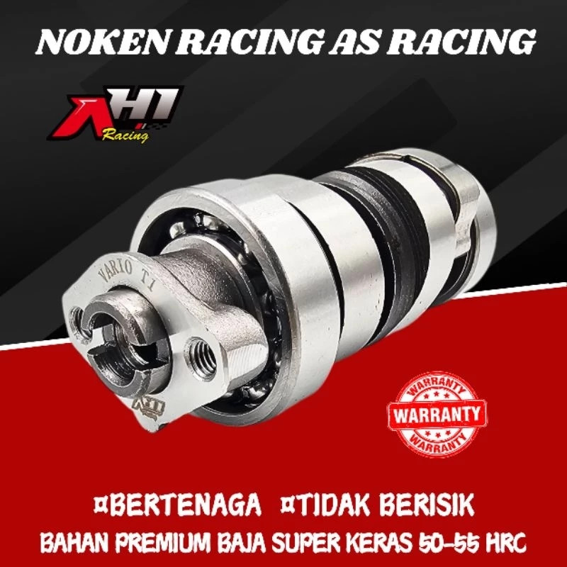 PAKET CAMSHAFT NOKEN AS CAM RACING VARIO 125 150 - PCX 150 - ADV 150 PLUS SENTRIK DAN PER KLEP NOKEN