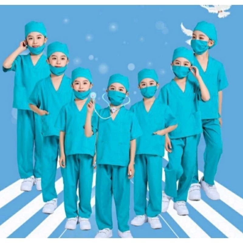 FREE ONGKIR JENDRAL - BAJU PROFESI ANAK DOKTER BEDAH SERAGAM SCRUB DOKTER UNTUK ANAK SCRUB KIDS