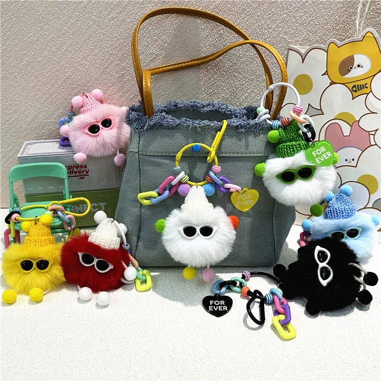 

Gantungan Tas Boneka Cute Coal Balls & Pet Little Monsters Bag Charm Phone Keychain Monster Fluffy With Matching Patch Gantungan Kunci Boneka Untuk Motor Mobil Gantungan HP Rantai Monster