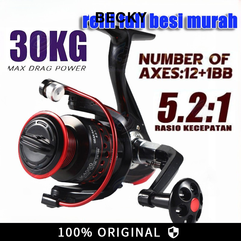 Becky Reel Pancing Metal Lk2000 - 7000 30 Kg Reel Pancing Tarikan Full Besi Murah Kuat Reel Ryobi