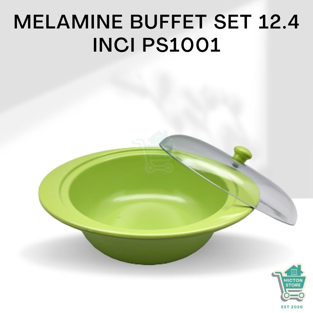 TOPTON Premium Melamine Buffet Set Bulat 12,4 Inch PS1001 Wadah Makanan Bertutup Plastik Transparan 